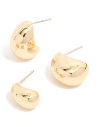 Gold Plated Brass Mixed Teardrop Earrings 2-Pack - link has visual effect only