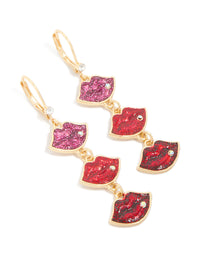 Gold Triple Kiss Drop Earrings - link has visual effect only