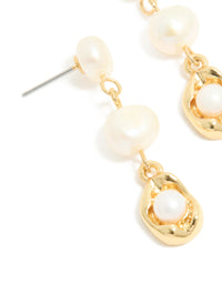 Gold Plated Freshwater Pearls Molten Drop Earrings - link has visual effect only