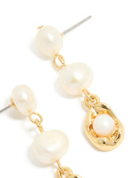 Gold Plated Freshwater Pearls Molten Drop Earrings - link has visual effect only