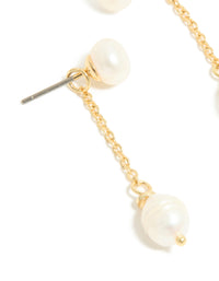 Gold Plated Double Freshwater Pearl Drop Stud Earrings - link has visual effect only