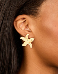 Gold Plated Brass Molten Starfish Stud Earrings - link has visual effect only