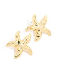 Gold Plated Brass Molten Starfish Stud Earrings - link has visual effect only