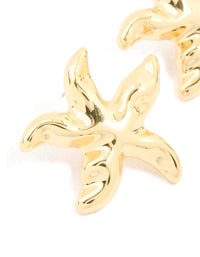 Gold Plated Brass Molten Starfish Stud Earrings - link has visual effect only