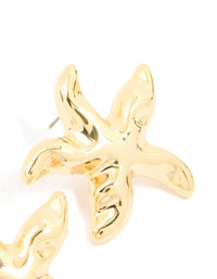 Gold Plated Brass Molten Starfish Stud Earrings - link has visual effect only