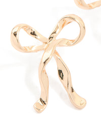 Gold Ribbon Bow Drop Earrings - link has visual effect only