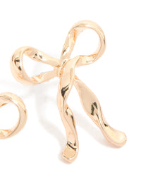 Gold Ribbon Bow Drop Earrings - link has visual effect only