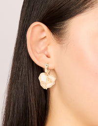 Gold Rose Inner Heart Drop Earrings - link has visual effect only