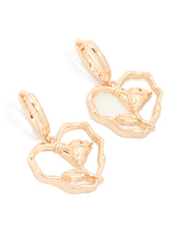 Gold Rose Inner Heart Drop Earrings - link has visual effect only