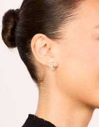 Gold Plated Cubic Zirconia Organic Flat Huggie Earrings - link has visual effect only