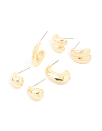 Gold Plated Brass Multi Teardrop Earrings 3-Pack - link has visual effect only