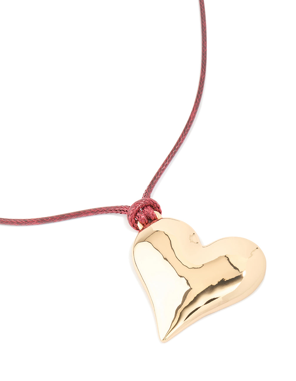 Gold Heart Pink Cord Necklace
