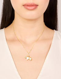 Gold Plated Freshwater Pearls & Heart Cluster Pendant Necklace - link has visual effect only