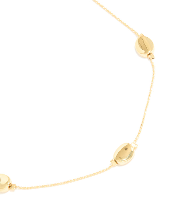 Gold Plated Molten Pebbles Charm Necklace