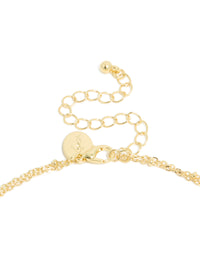 Gold Plated Emerald Cubic Zirconia Baguette & Droplets Layered Necklace - link has visual effect only