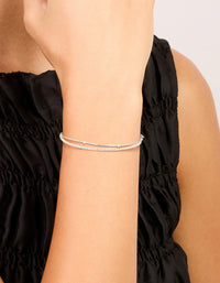 Silver Plated Cubic Zirconia Double Layered Toggle Bracelet - link has visual effect only
