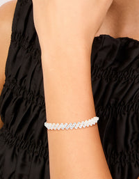 Silver Plated Cubic Zirconia Asymmetrical Toggle Bracelet - link has visual effect only