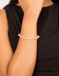 Gold Plated Brass Large Figure 8 Chain Bracelet - link has visual effect only
