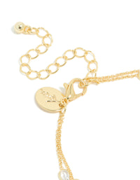 Gold Plated Cubic Zirconia Double Chain Layered Bracelet - link has visual effect only