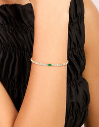Gold Plated Emerald Cubic Zirconia Tennis Bracelet - link has visual effect only
