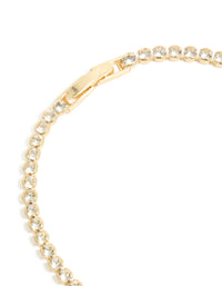 Gold Plated Emerald Cubic Zirconia Tennis Bracelet - link has visual effect only