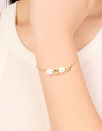 Gold Plated Freshwater Pearl & Molten Beaded Bracelet - link has visual effect only