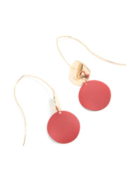 Gold Red Circle Thread Through Drop Earrings - link has visual effect only