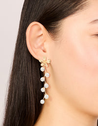 Gold Diamante Zigzag Flower Drop Earrings - link has visual effect only