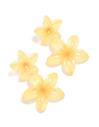 Yellow Acrylic Frangipani Flower Drop Earrings - link has visual effect only