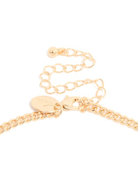 Gold Diamante Pear Cuban Link Necklace - link has visual effect only