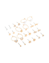 Gold Diamante & Bee Stud Earrings 12-Pack - link has visual effect only