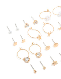Gold Diamante & Bee Stud Earrings 12-Pack - link has visual effect only