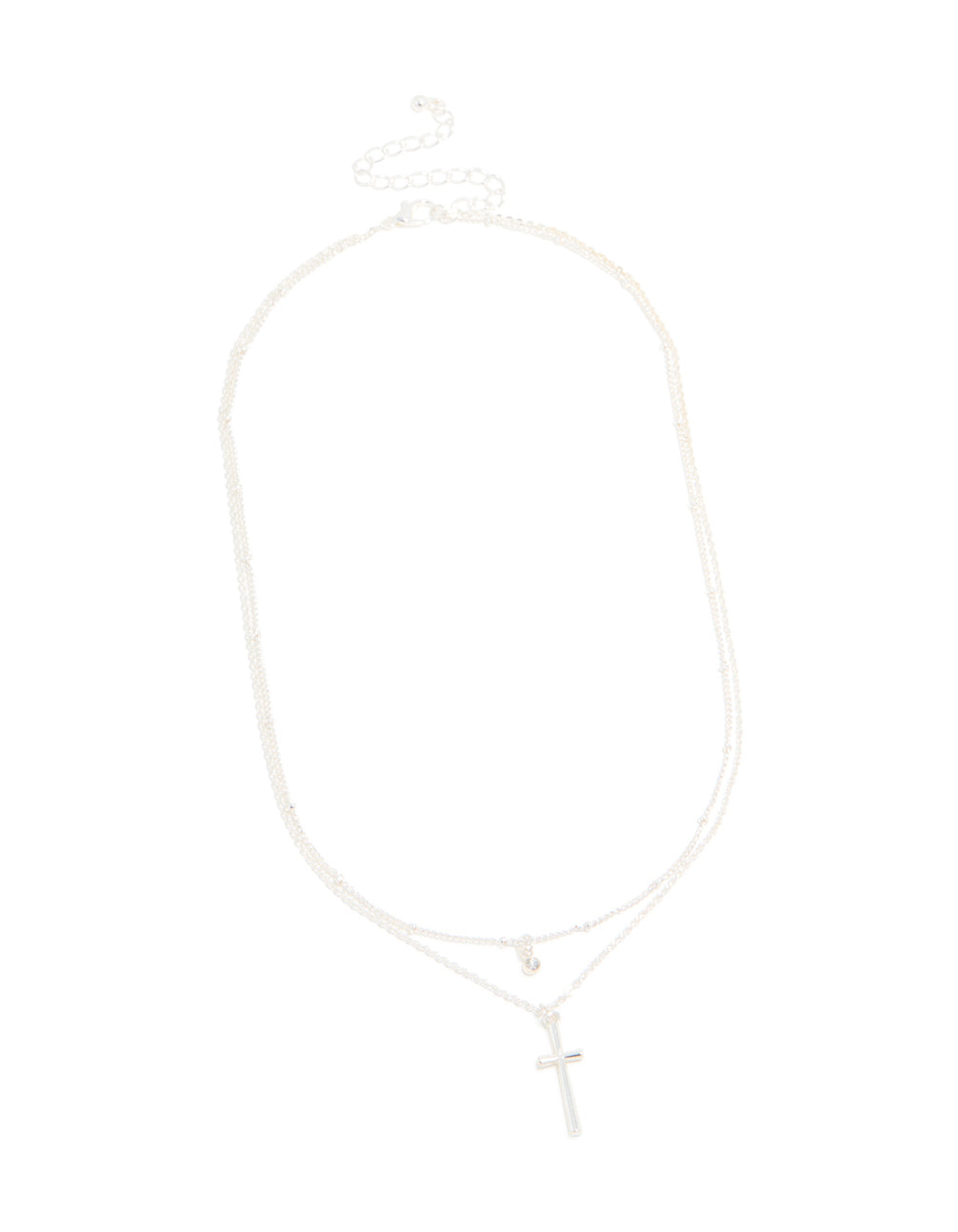 Silver Diamante & Cross Layered Necklace