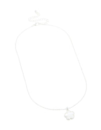 Silver White Flower Pendant Necklace - link has visual effect only