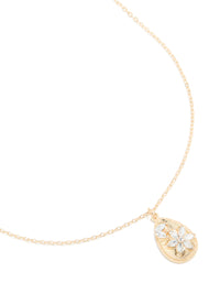 Gold Diamante Flower Teardrop Pendant Necklace - link has visual effect only