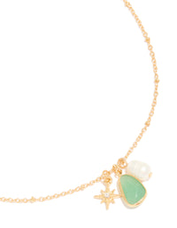 Gold Plated Brass Green Semi-Precious Stone Celestial Necklace - link has visual effect only