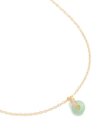 Gold Plated Green Aventurine Semi-Precious Cubic Zirconia Doughnut Necklace - link has visual effect only