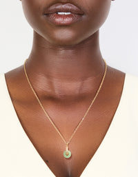 Gold Plated Green Aventurine Semi-Precious Cubic Zirconia Doughnut Necklace - link has visual effect only