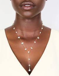 Gold Plated Blue Semi-Precious Stones Cubic Zirconia Pendant Y-Necklace - link has visual effect only