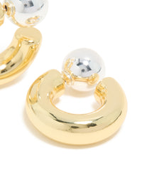 Mixed Metal Plated Chubby Ball Hoop Earrings - link has visual effect only