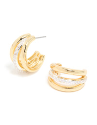 Mixed Metal Plated Cubic Zirconia Pavé Illusion Hoop Earrings - link has visual effect only