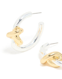 Mixed Metal Plated Large Smooth Knot Hoop Earrings - link has visual effect only