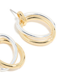 Mixed Metal Plated Linked Oval Doorknocker Earrings - link has visual effect only