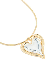Mixed Metal Plated Large Molten Heart Pendant Necklace - link has visual effect only