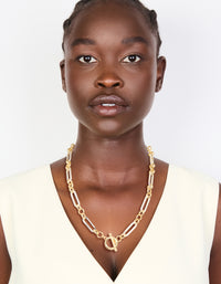 Mixed Metal Plated Link Chain Necklace - link has visual effect only