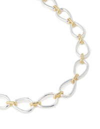 Mixed Metal Plated Organic Oval Link Necklace - link has visual effect only