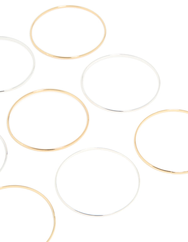 Mixed Metal Plated Thin Bangles 12-Pack