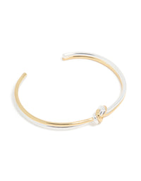 Mixed Metal Plated Thin Wire Knotted Wrist Cuff - link has visual effect only