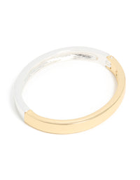 Mixed Metal Plated Half Flat Hinged Bangle - link has visual effect only
