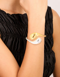 Mixed Metal Plated Large Yin-Yang Wrist Cuff - link has visual effect only